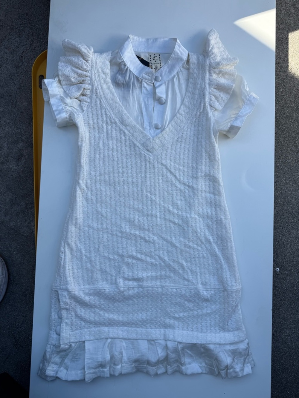 C. Luce White Layered Ruffle Mini Dress